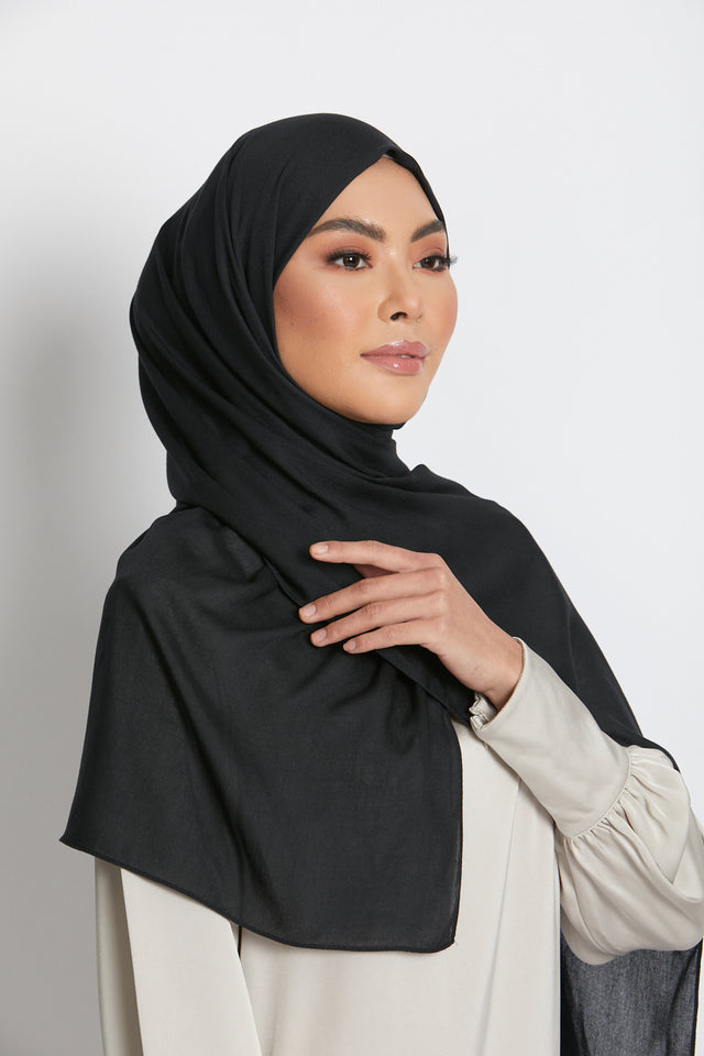 Premium Bamboo Viscose Hijab - Black