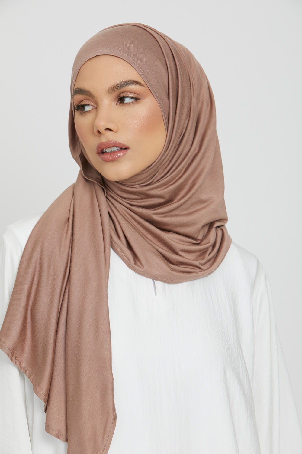 Premium Instant Jersey Hijab Dusty Taupe