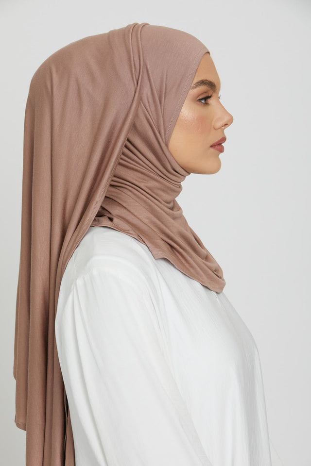 Premium Instant Jersey Hijab - Dusty Taupe