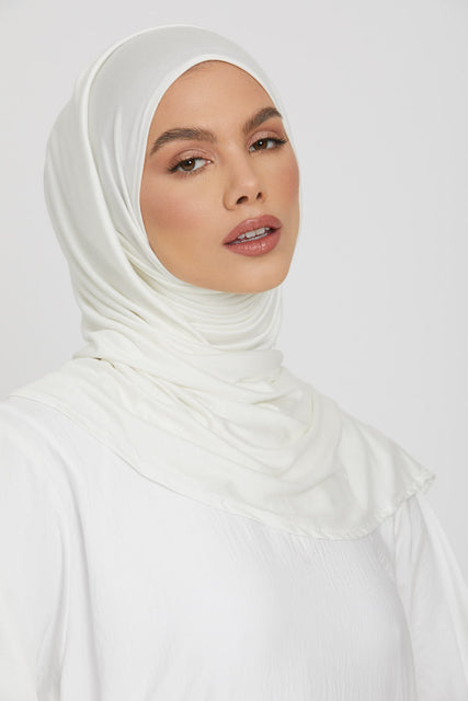 Premium Instant Jersey Hijab - Ivory White