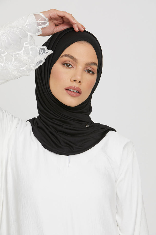 Premium Instant Jersey Hijab - Black