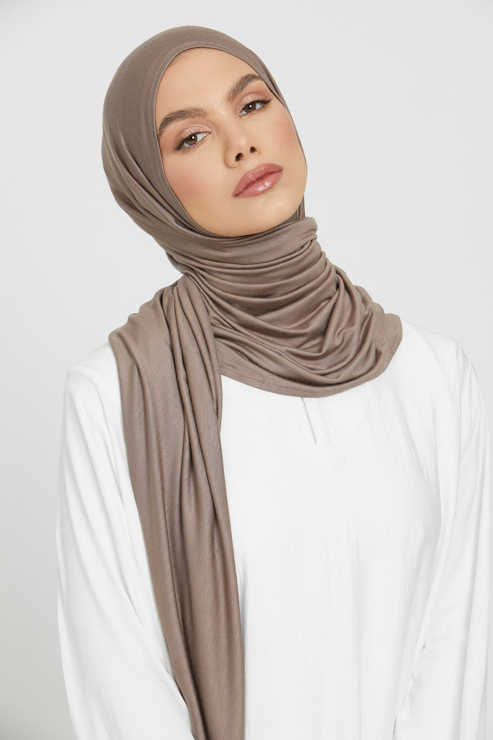 Premium Instant Jersey Hijab - Cafe Au Lait