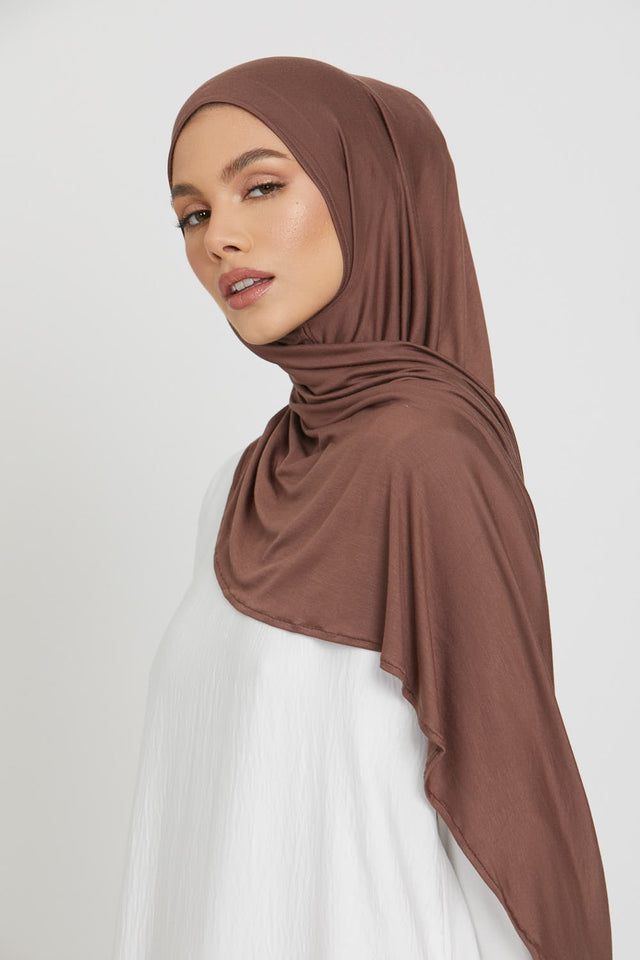 Premium Instant Jersey Hijab - Hazelnut