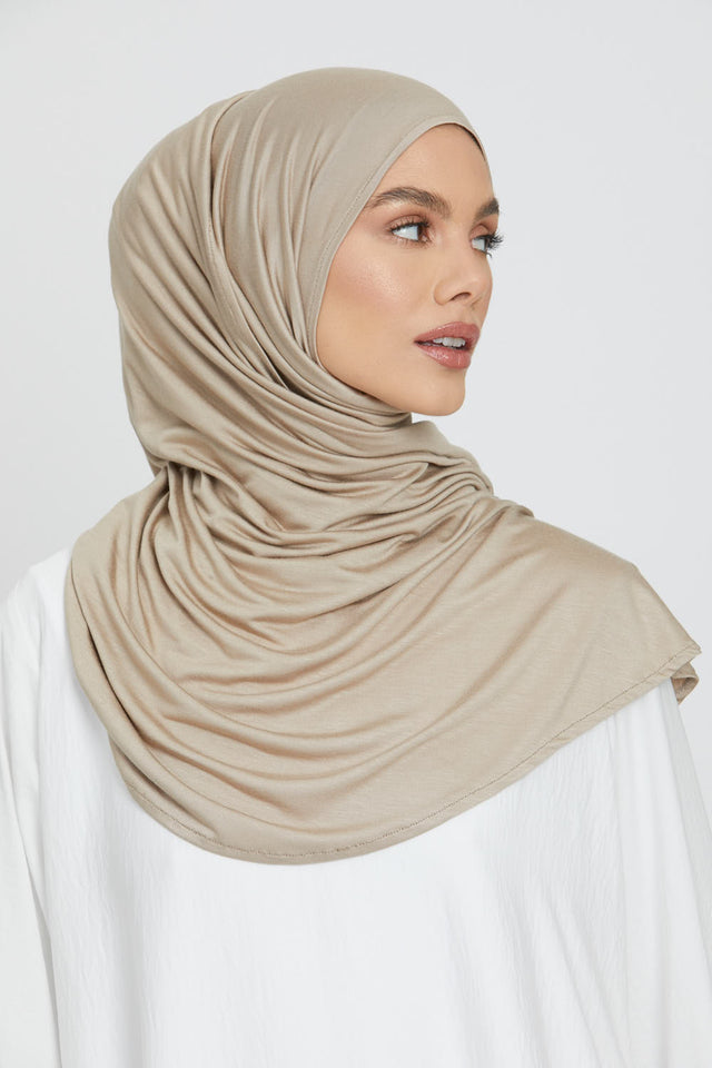 Premium Instant Jersey Hijab - Nude