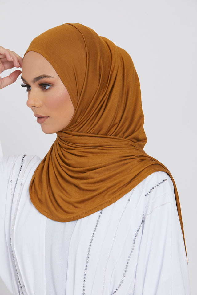Premium Instant Jersey Hijab - Autumn Tan
