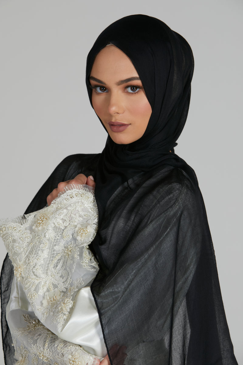 Black Modal Hijab Premium Matt Black 100 Modal Hijab black-modal-hijab-premium-matt-black-100-modal-hijab